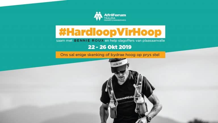 Bennie Roux #HardloopvirHoop om geld vir geweldslagoffers in te samel