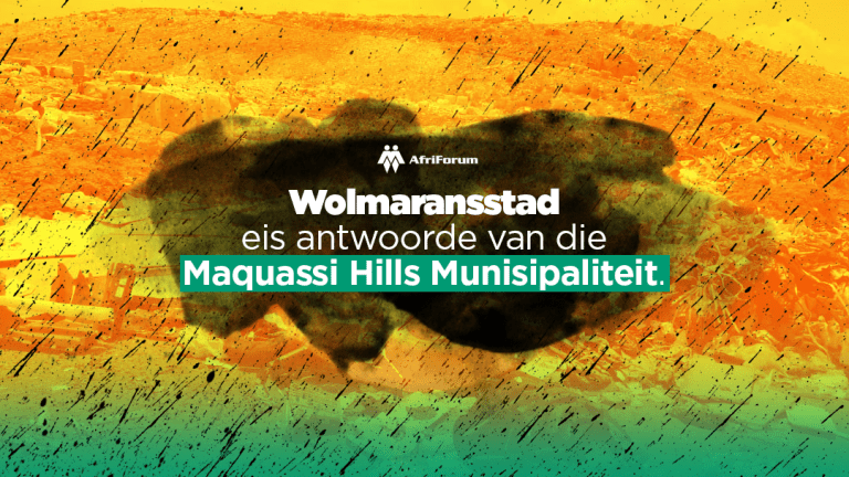 Wolmaransstad eis antwoorde van die Maquassi Hills Munisipaliteit.