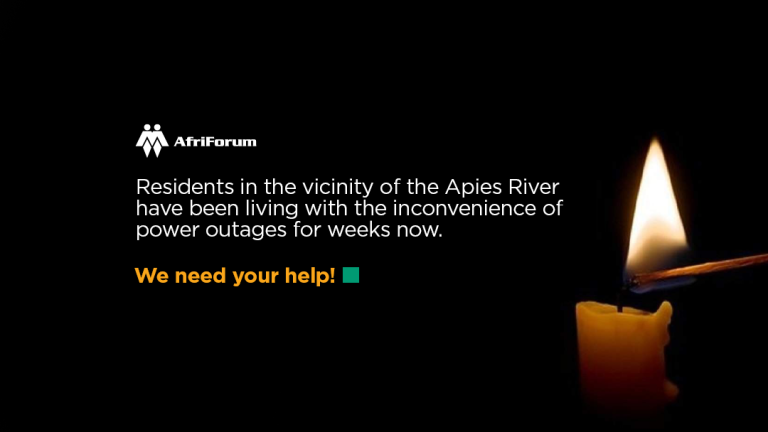 Residents in the vicinity of the Apiesrivier have been living with the inconvenience of power outages for weeks now. 